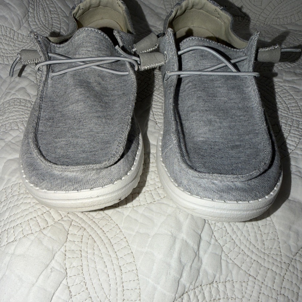 Hey Dude Wendy Stretch Fleece Glacier Gray Slip On Comfort Shoes Women's Sz 7 - Picture 2 of 7